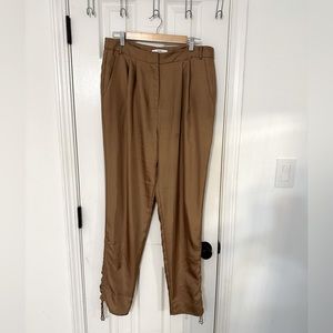 Tibi | Satin Brown Adjustable Harem Pants | 10